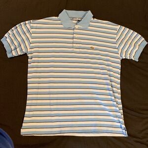 Blue striped Lacoste large sport polo shirt